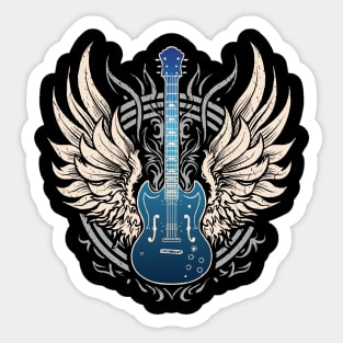 Guitar with Wing - Music Guitarist Graphic for Men & Women Sticker